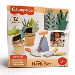 Fisher-Price Wood Pretend Play Toy Herb Garden & Tools Set, 12-Piece Wooden Play
